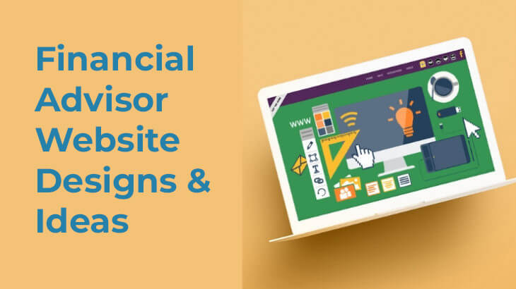 illustration of a laptop with financial advisor website ideas on the screen