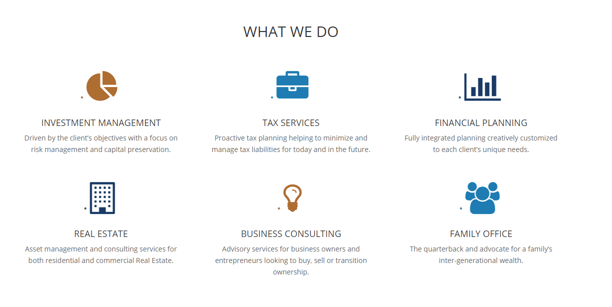 web page with services highlighted