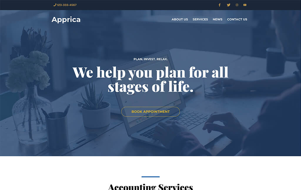 Advisor Designs' Advisor Website Apprica template