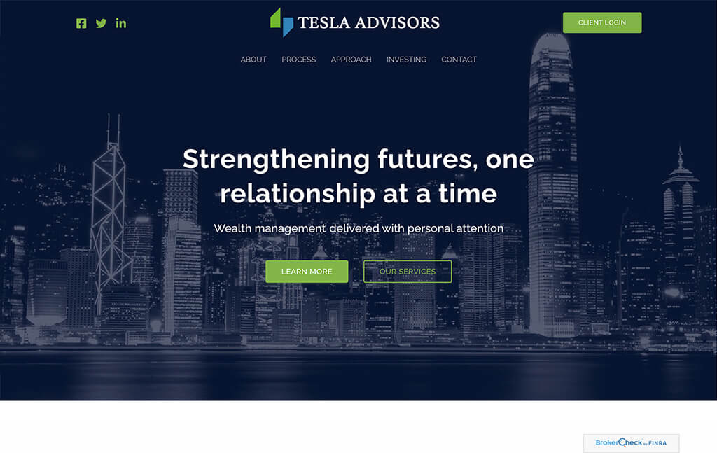 Advisor Designs' Advisor Website Tesla template