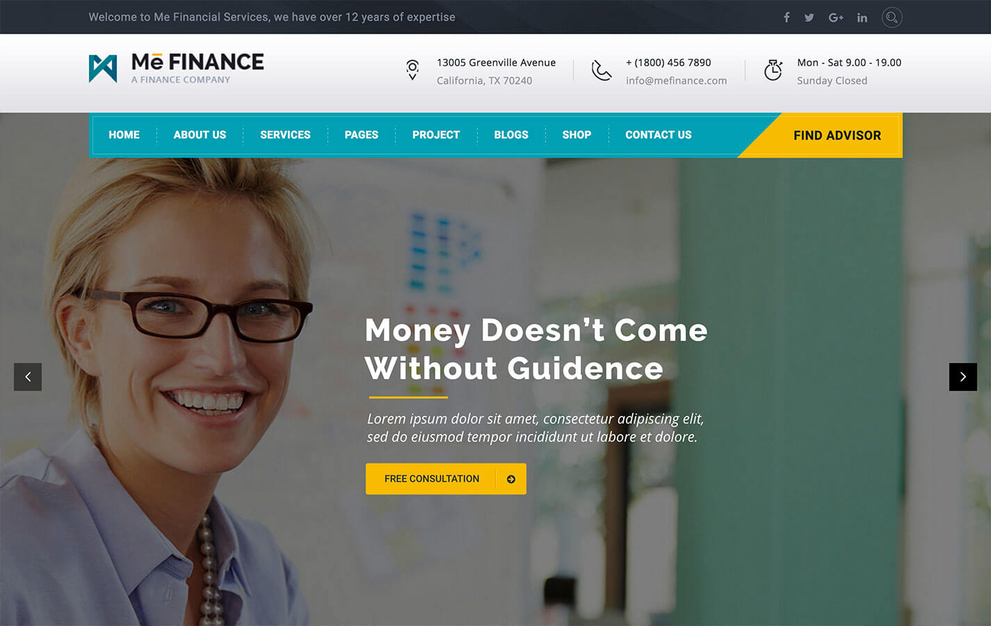 Me Finance Financial WordPress Theme